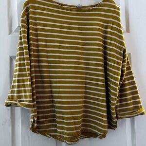 Old Navy Mustard and White Striped Long Sleeve Top